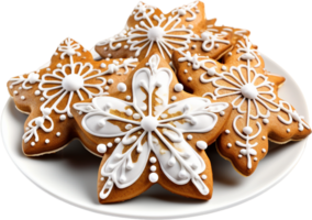 ai généré biscuit assiette pain d'épice Noël png