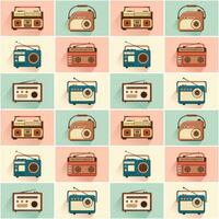 Radio Seamless Pattern Illustration Design with Player for Record and Listening to Music in Flat Cartoon Template vector