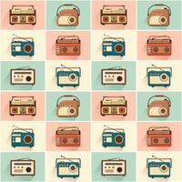 Radio Seamless Pattern Illustration Design with Player for Record and Listening to Music in Flat Cartoon Template vector