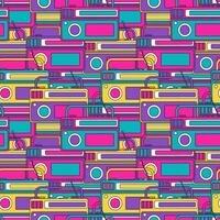 Radio Seamless Pattern Illustration Design with Player for Record and Listening to Music in Flat Cartoon Template vector