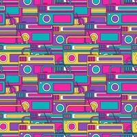 Radio Seamless Pattern Illustration Design with Player for Record and Listening to Music in Flat Cartoon Template vector