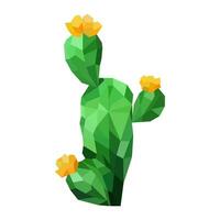 Polygonal green cactus. Minimalist low poly art style. vector