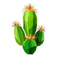 Polygonal green cactus. Minimalist low poly art style. vector