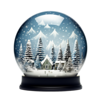 AI generated Shiny christmas tree in snow globe png