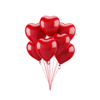 AI generated Happy Valentines Day Bunch of red air balloons in the shape of heart png