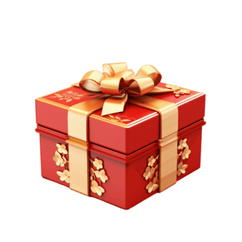 ai genererad röd jul gåva låda med guld band png