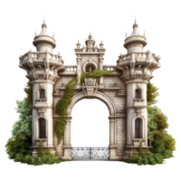 AI generated A picture of an arch with ivy growing on it png