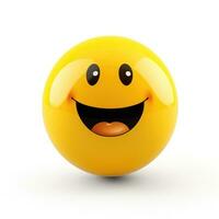 AI generated Smiling Yellow Emoticon Face Emoji Isolated on White Background photo