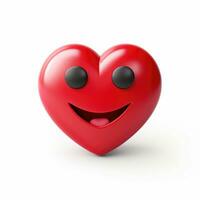 AI generated Cartoon smiling red heart emoji isolated on white background photo