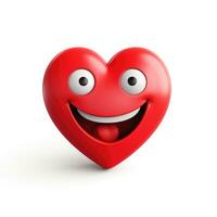 AI generated Cartoon style red heart emoji isolated white background photo