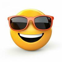 ai generado sonriente emoji con Gafas de sol aislado en blanco antecedentes foto