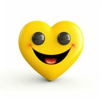 ai generado amarillo corazón emoji con sonriente cara en blanco antecedentes foto