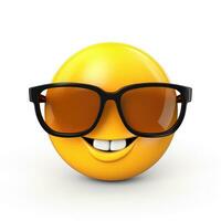 ai generado sonriente emoji con Gafas de sol aislado en blanco antecedentes foto