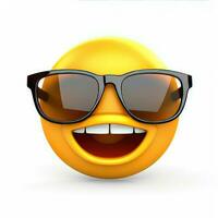 ai generado sonriente emoji con Gafas de sol aislado en blanco antecedentes foto