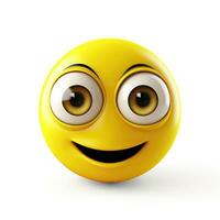 ai generado amarillo emoji con sonriente cara en blanco antecedentes foto