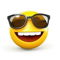 ai generado sonriente emoji con Gafas de sol aislado en blanco antecedentes foto