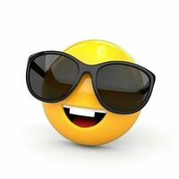 ai generado sonriente emoji con Gafas de sol aislado en blanco antecedentes foto