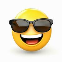 ai generado sonriente emoji con Gafas de sol aislado en blanco antecedentes foto