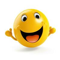 AI generated Smiling Yellow Emoticon Face Emoji Isolated on White Background photo