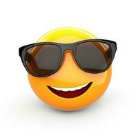 ai generado sonriente emoji con Gafas de sol aislado en blanco antecedentes foto