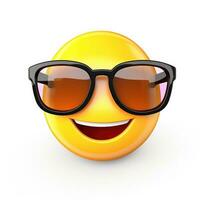 ai generado sonriente emoji con Gafas de sol aislado en blanco antecedentes foto