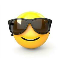 AI generated Smiling emoji with sunglasses isolated on white background photo