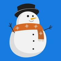 snowman with scarf and hat illustration vector