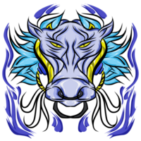 tribal hoofd mascotte buffel sticker illustratie. perfect voor tatoeages, stickers, hoeden, kleren, logo's, pictogrammen png