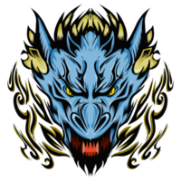 Tribal head mascot dragon sticker illustration. Perfect for tattoos, stickers, hats, clothes, logos, icons png