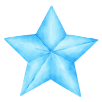 Blue origami star watercolor png