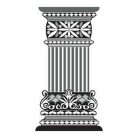 Antique white column realistic composition with isolated front view of architectural piece vector