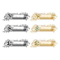 Hand drawn horizontal currency banners set with retro style ribbons decoration elements isolated vector illustration