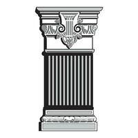 Antique white column realistic composition with isolated front view of architectural piece vector