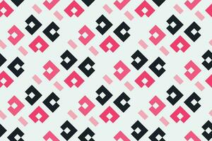 Retro black and pink geometric pattern background, vector abstract square lines art. Trendy bauhaus pattern background