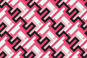 Retro black and pink geometric pattern background, vector abstract square lines art. Trendy bauhaus pattern background