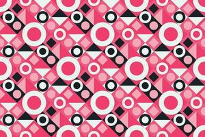 Retro black, pink and white geometric pattern background, vector abstract square art. Trendy bauhaus pattern background