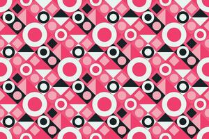 Retro black, pink and white geometric pattern background, vector abstract square art. Trendy bauhaus pattern background