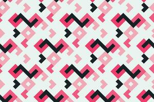 Retro black and pink geometric pattern background, vector abstract square lines art. Trendy bauhaus pattern background