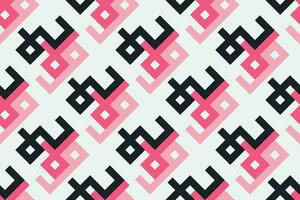 Retro black and pink geometric pattern background, vector abstract square lines art. Trendy bauhaus pattern background