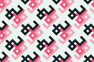 Retro black and pink geometric pattern background, vector abstract square lines art. Trendy bauhaus pattern background