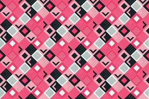 Retro black, pink and white geometric pattern background, vector abstract square art. Trendy bauhaus pattern background