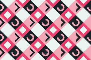 Retro black, pink and white geometric pattern background, vector abstract square art. Trendy bauhaus pattern background