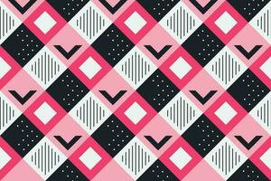 Retro black, pink and white geometric pattern background, vector abstract square art. Trendy bauhaus pattern background