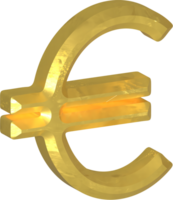 símbolo del euro dorado png