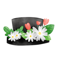 Preto chapéu com branco flor png