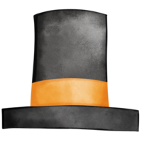 Top hat with orange stripped in watercolor style png