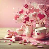 AI generated Pink, love, valentine photo