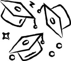 graduate cap flying hand drawn vector illustration