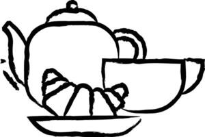 croissant tea hand drawn vector illustration