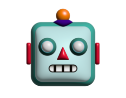 The isolated head of classic vintage tin toy grimace robot icon with circular eyes, triangular nose, knobs for ears png